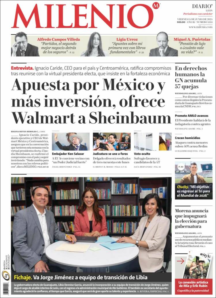 Portada de Milenio de León (M&eacute;xico)