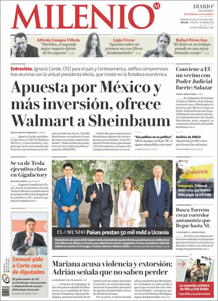 Portada de Milenio de Monterrey (M&eacute;xico)