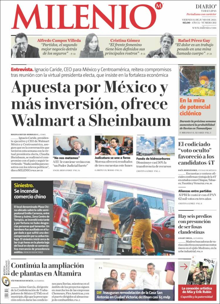 Portada de Milenio - Tamaulipas (M&eacute;xico)