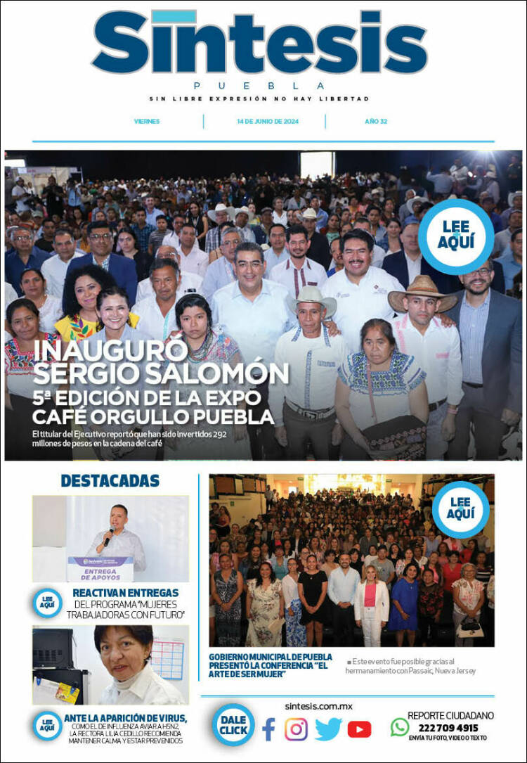 Portada de Síntesis - Puebla (M&eacute;xico)