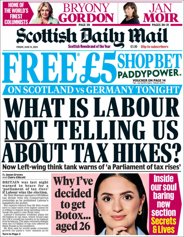 Portada de Scottish Daily Mail (Reino Unido)
