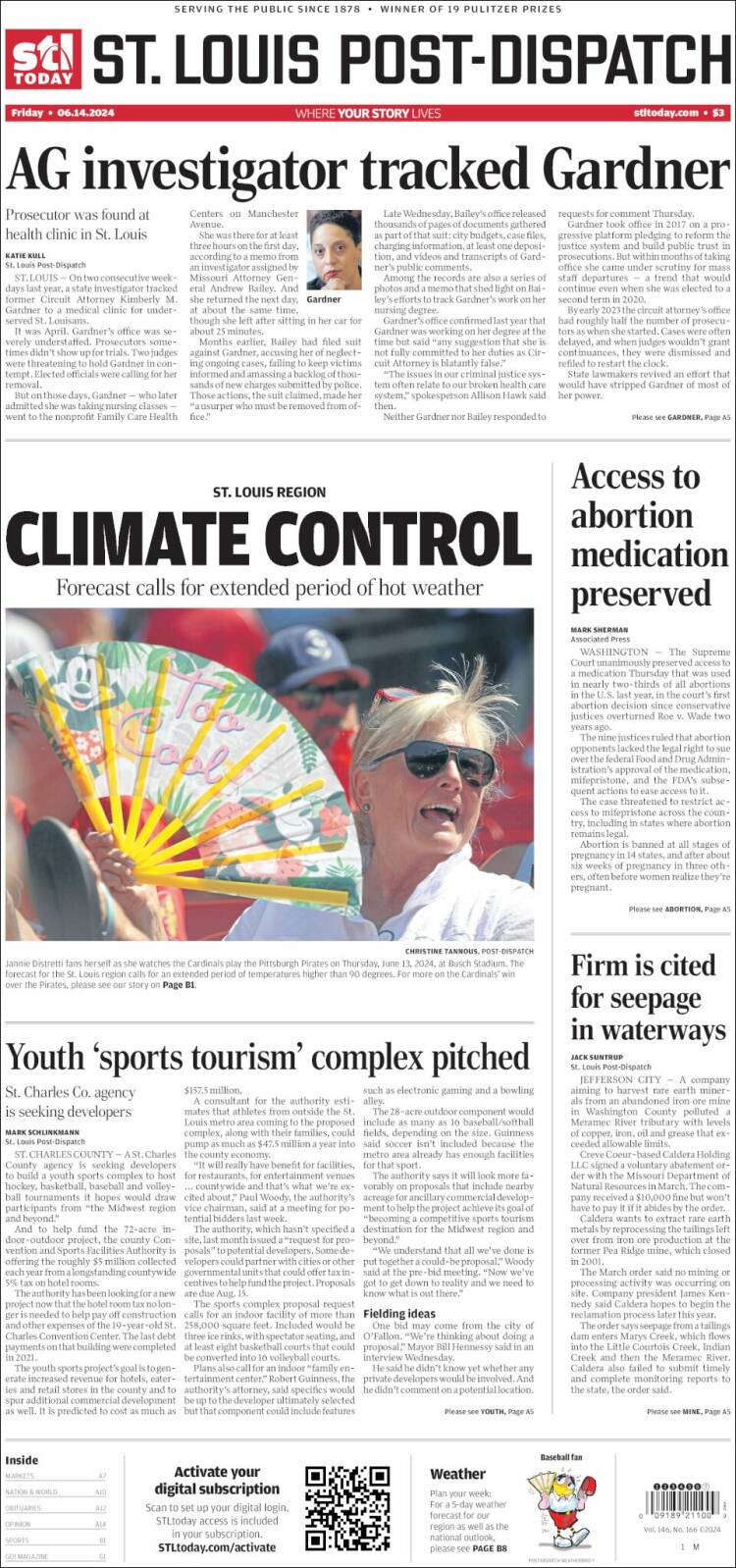 Portada de St. Louis Post-Dispatch (USA)