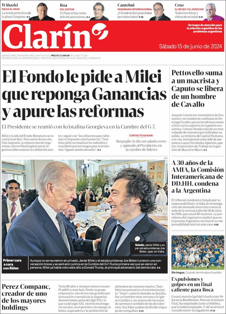 Portada de Clarín (Argentina)