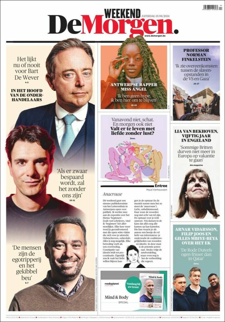 Portada de De Morgen (B&eacute;lgica)