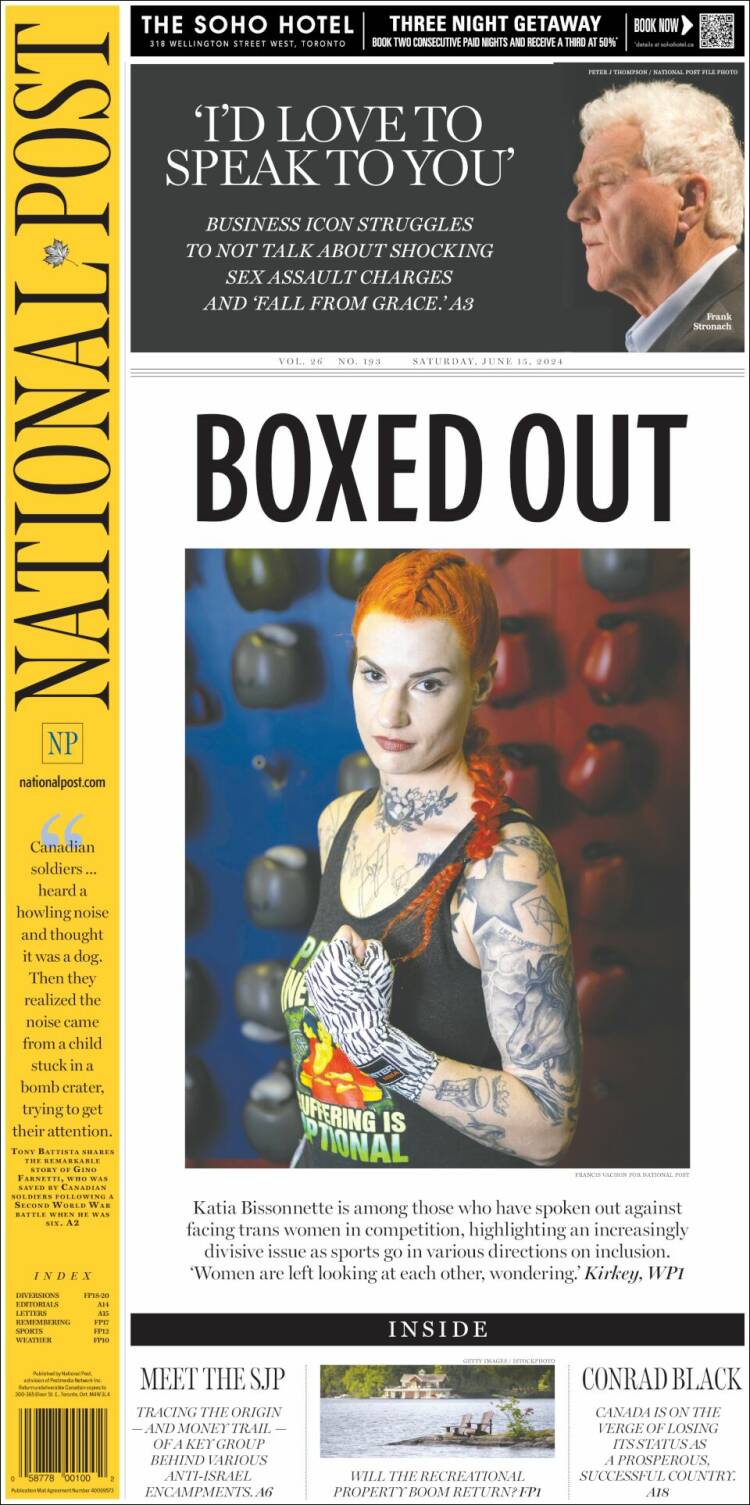 Portada de The National Post (Canadá)