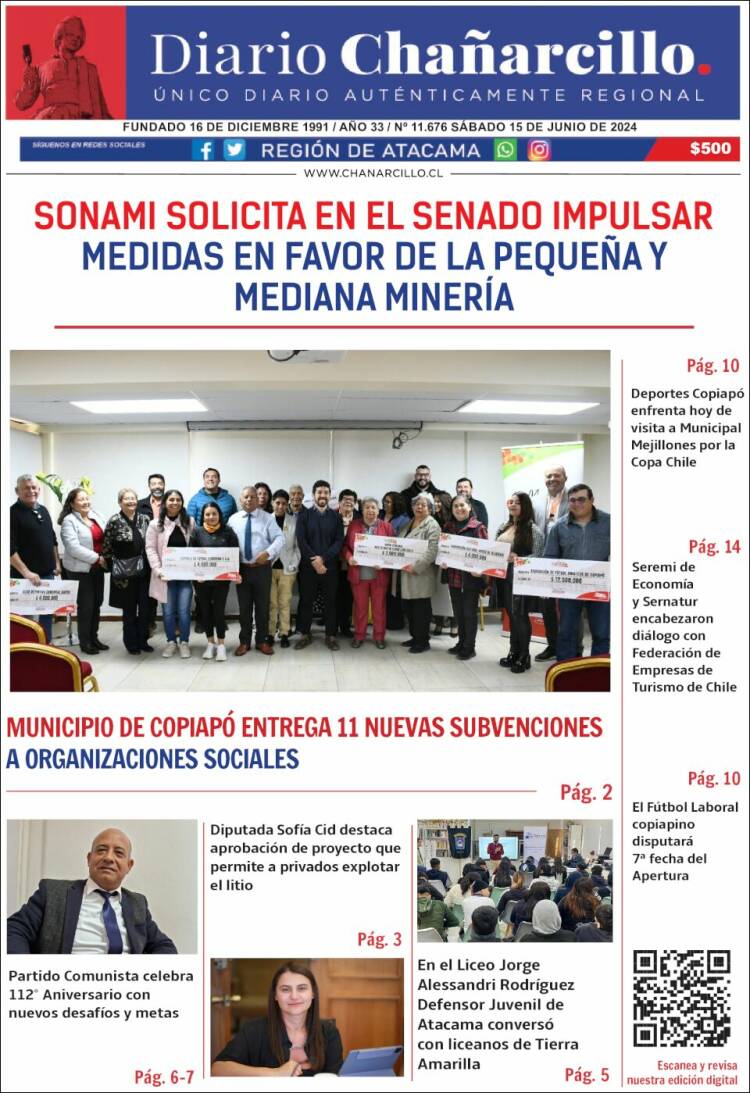 Portada de Diario Chañarcillo (Chile)