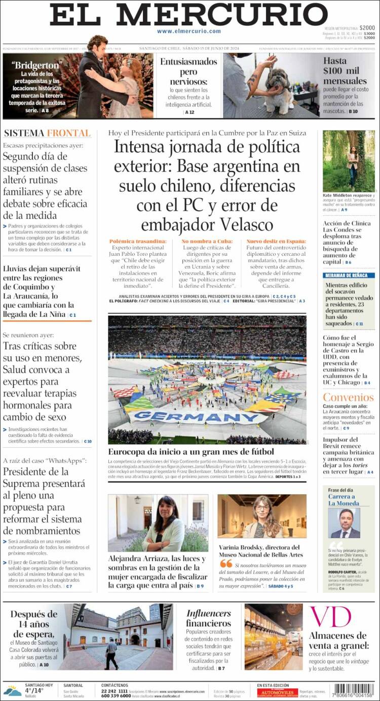 Portada de El Mercurio (Chile)