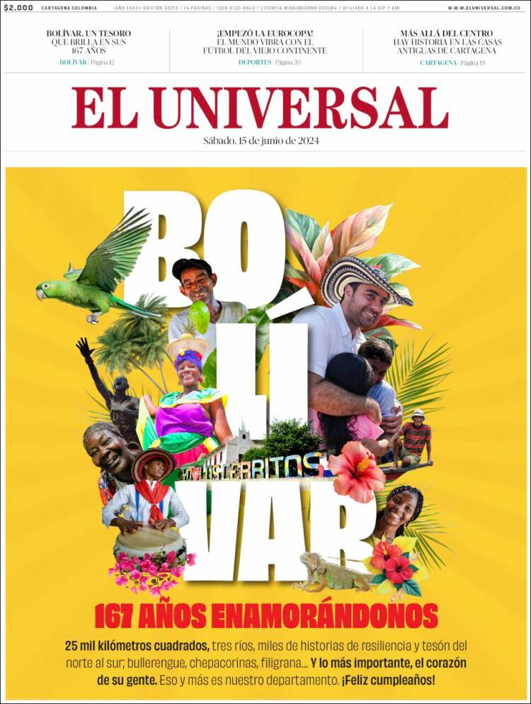 Portada de El Universal (Colombia)
