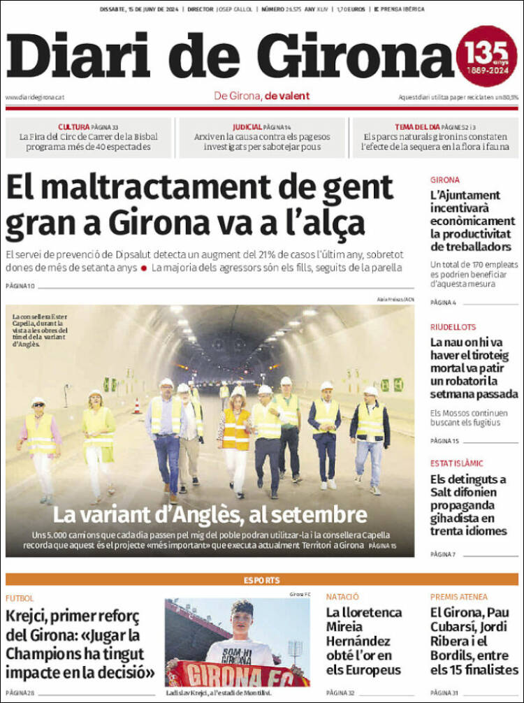 Portada de Diari de Girona (España)