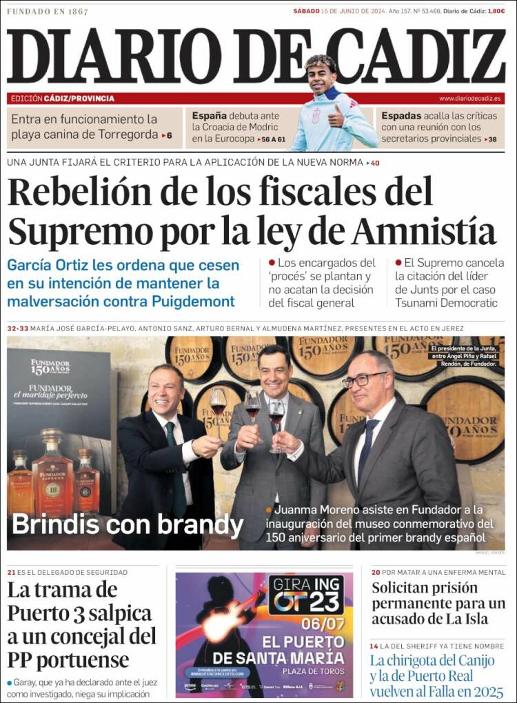 Portada de Diario de Cádiz (España)