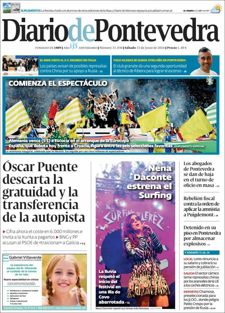 Portada de Diario de Pontevedra (España)