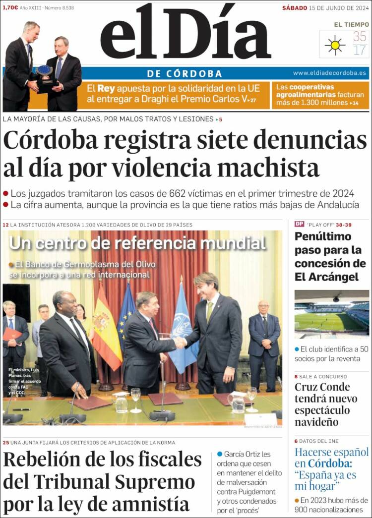 Portada de El Día de Córdoba (España)