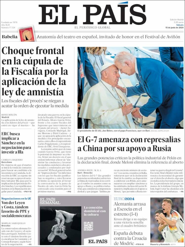 Portada de El País (España)