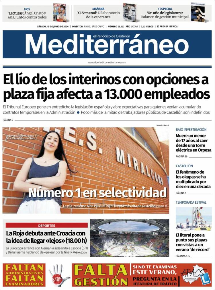 Portada de El Periódico Mediterraneo (España)