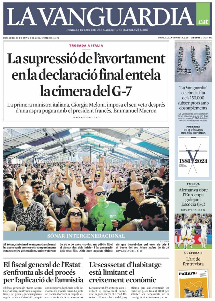 Portada de La Vanguardia (España)