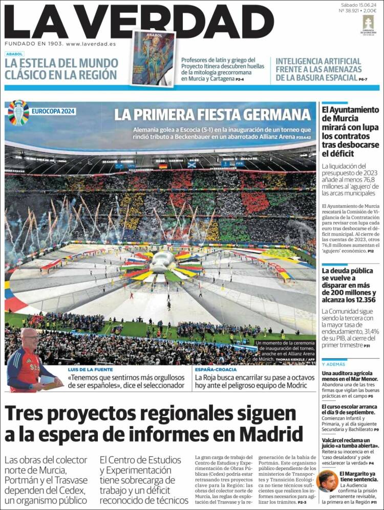 Portada de La Verdad de Murcia (España)