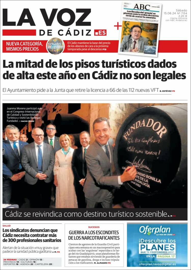 Portada de La Voz de Cádiz (España)