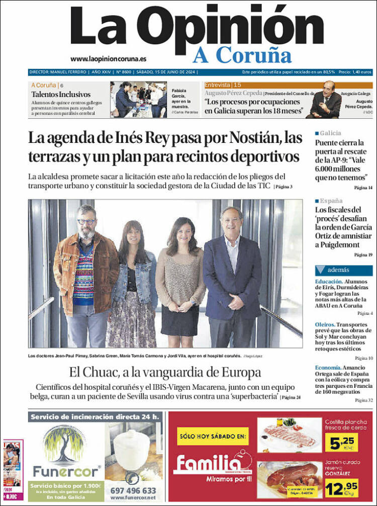 Portada de La Opinión de A Coruña (España)