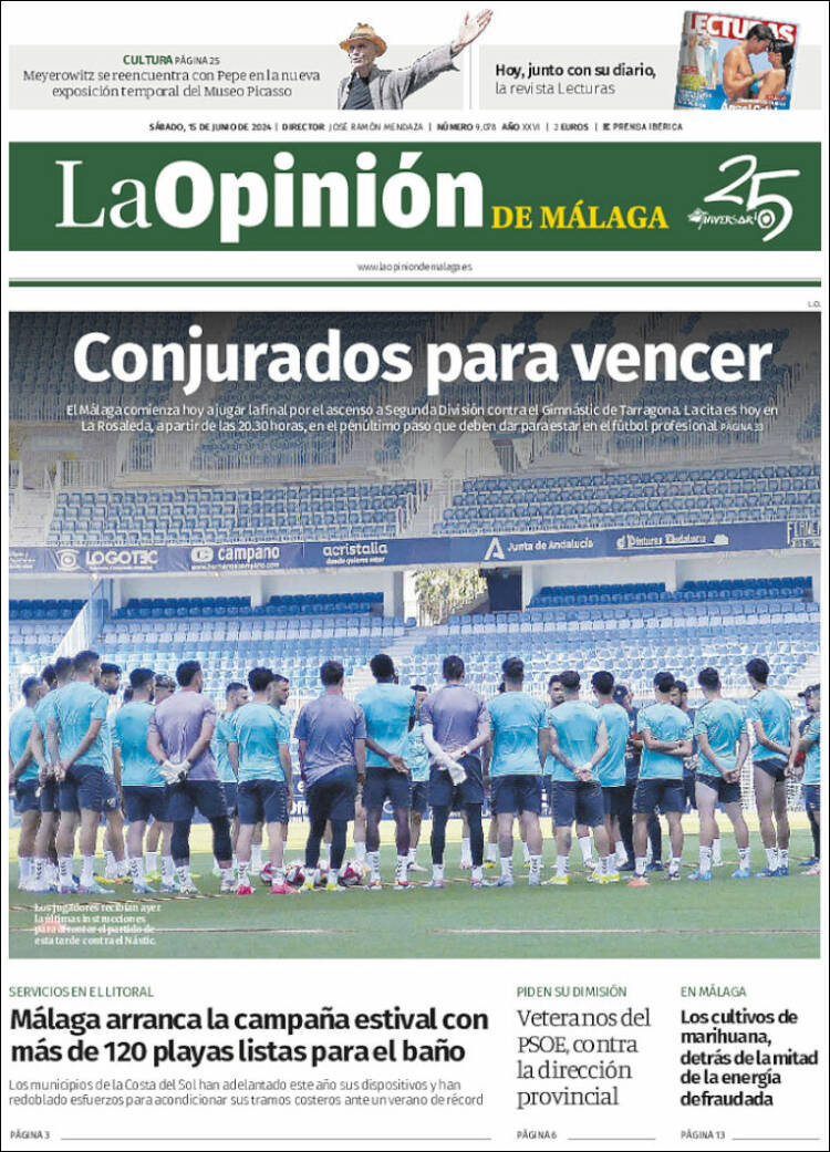 Portada de La Opinión de Málaga (España)