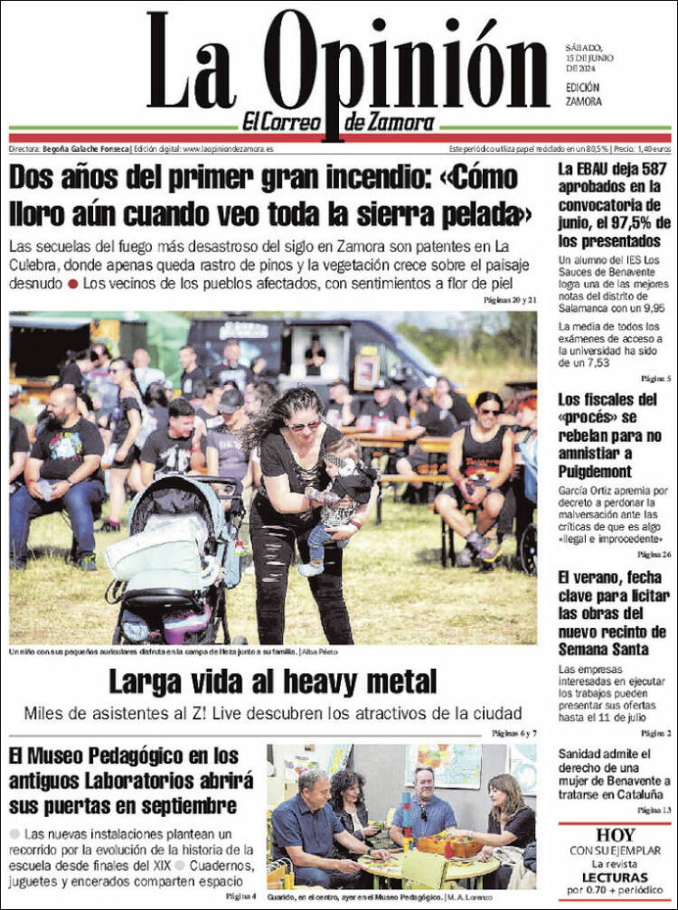 Portada de La Opinión - El Correo de Zamora (España)