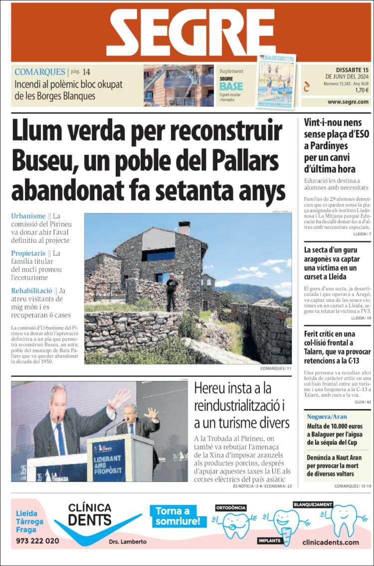 Portada de Segre (España)