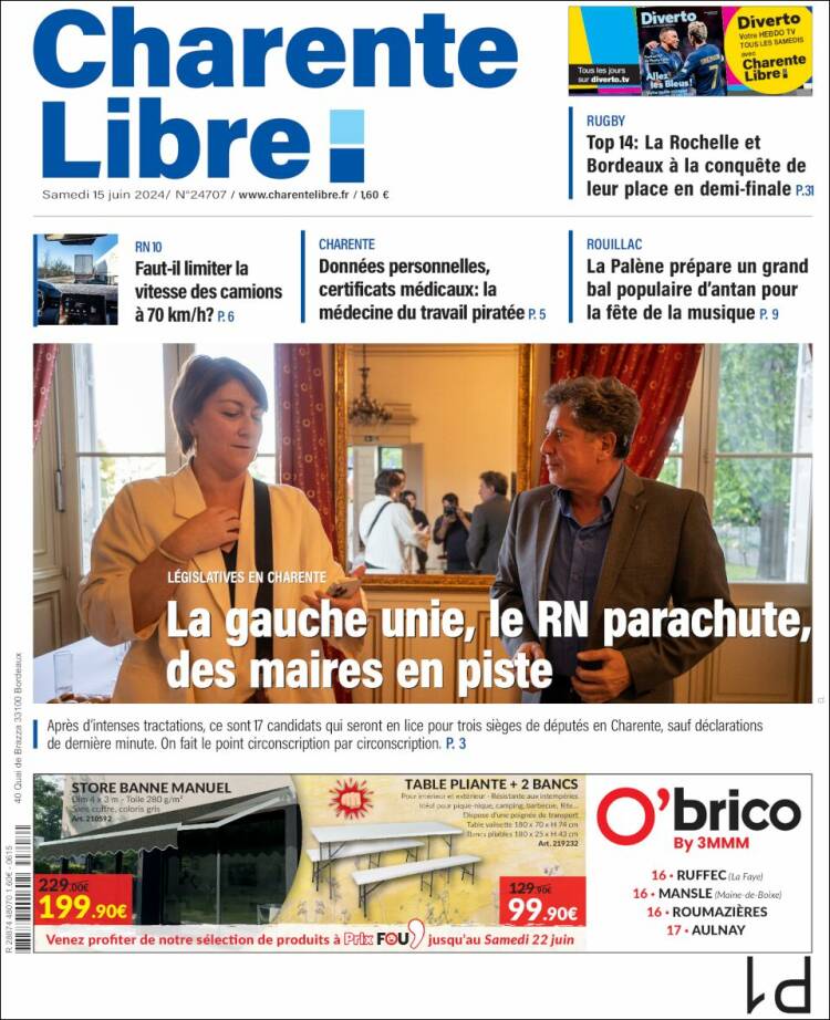 Portada de Charente Libre (Francia)