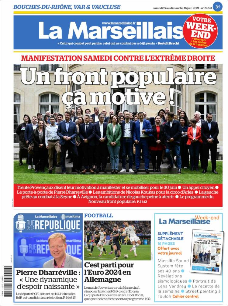 Portada de La Marseillaise (Francia)