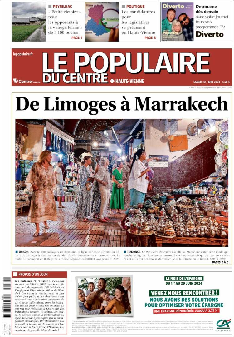 Portada de Le Populaire du Centre (Francia)