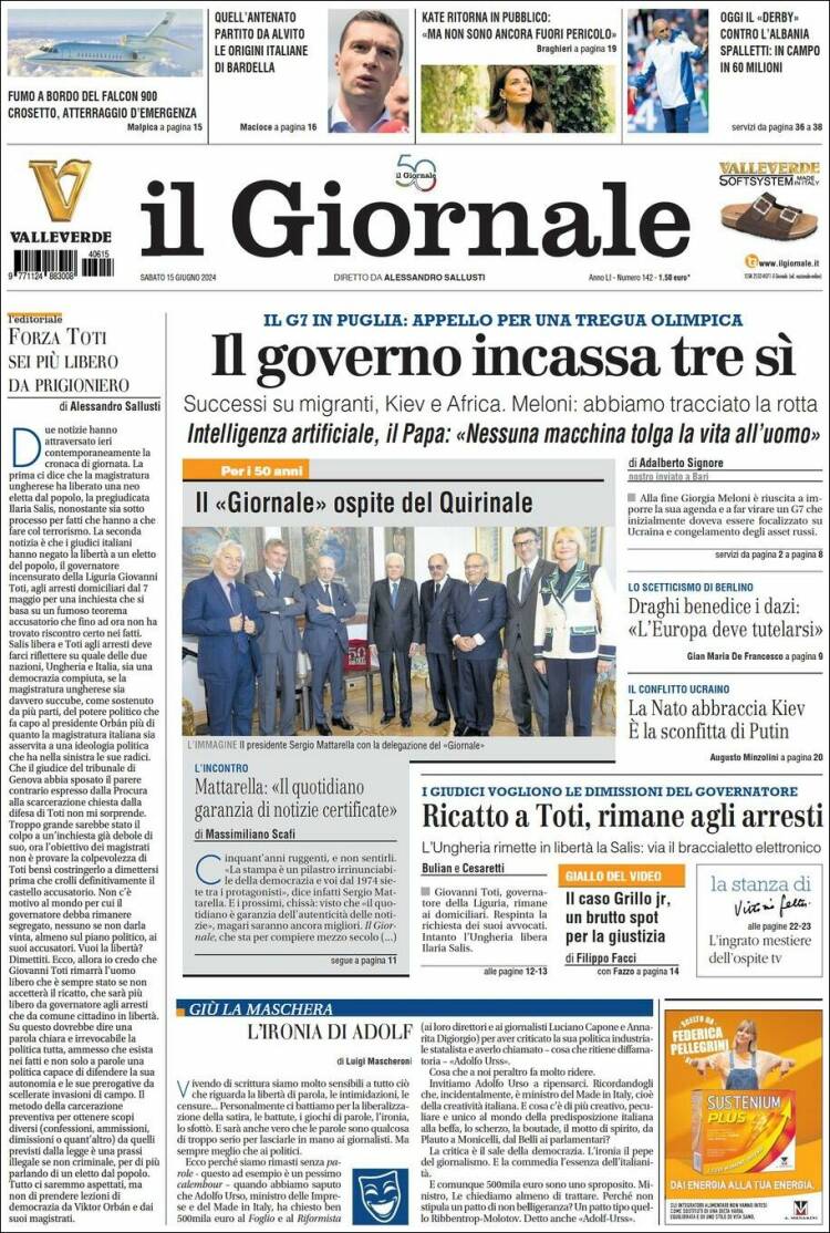 Portada de il Giornale (Italia)