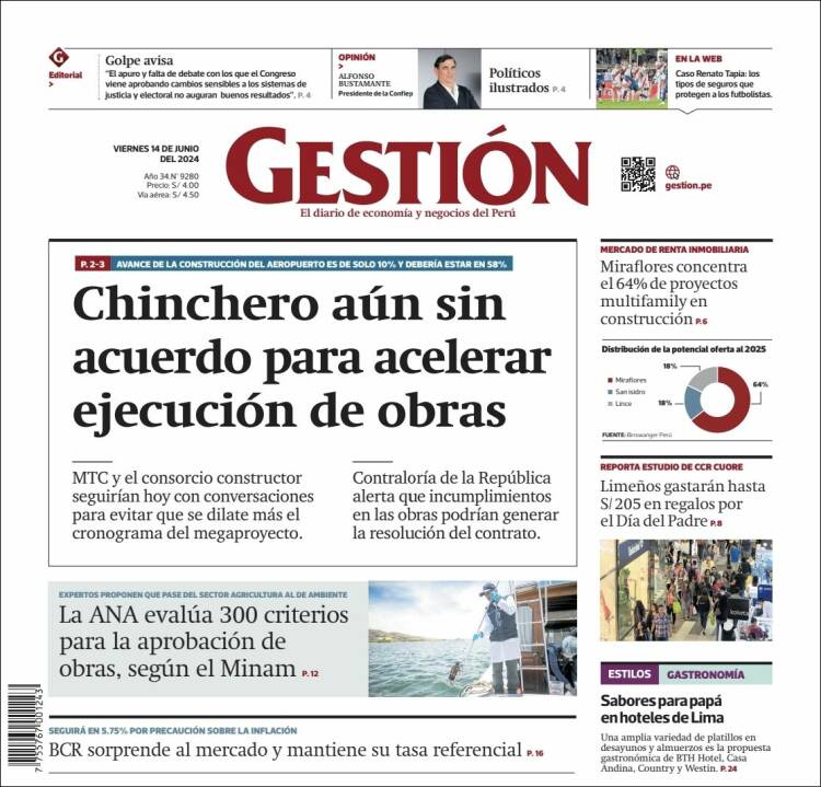 Portada de Diario Gestión (Per&uacute;)