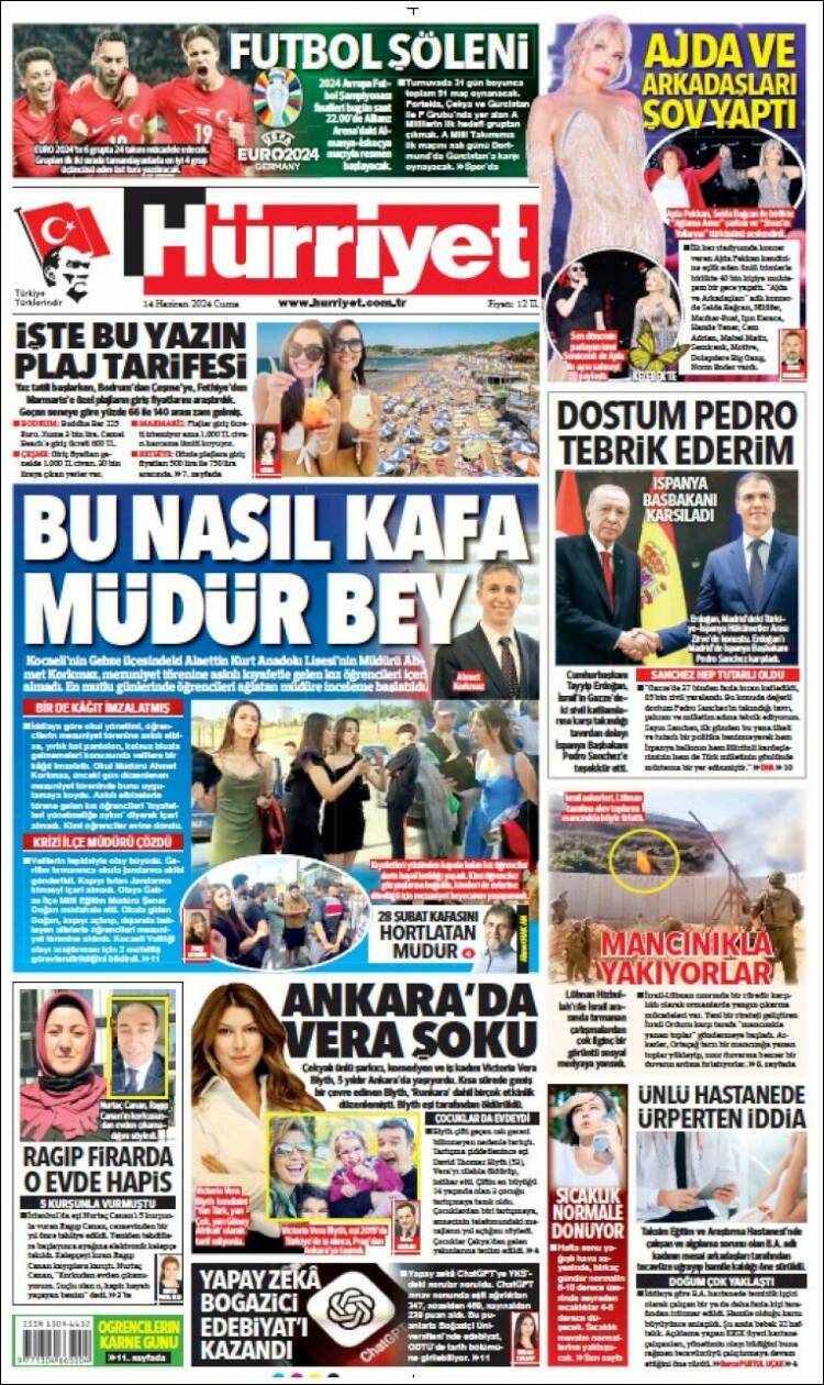 Portada de Hürriyet (Turqu&iacute;a)