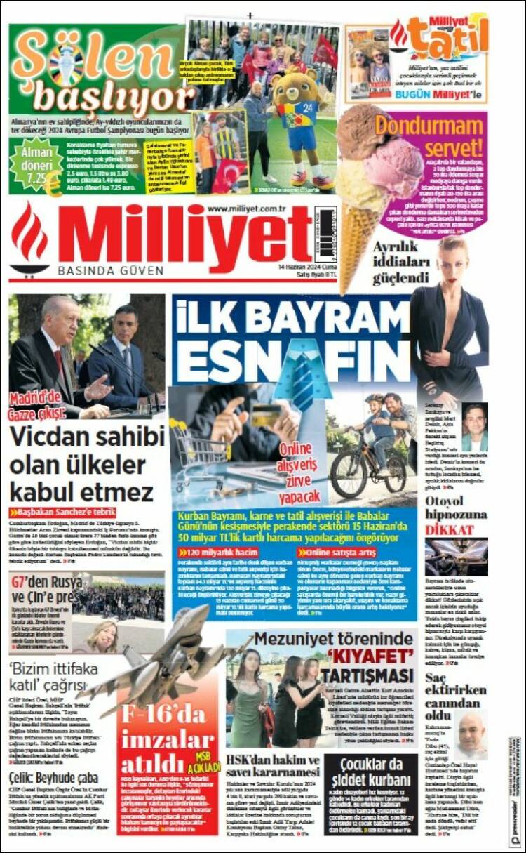 Portada de Milliyet (Turqu&iacute;a)
