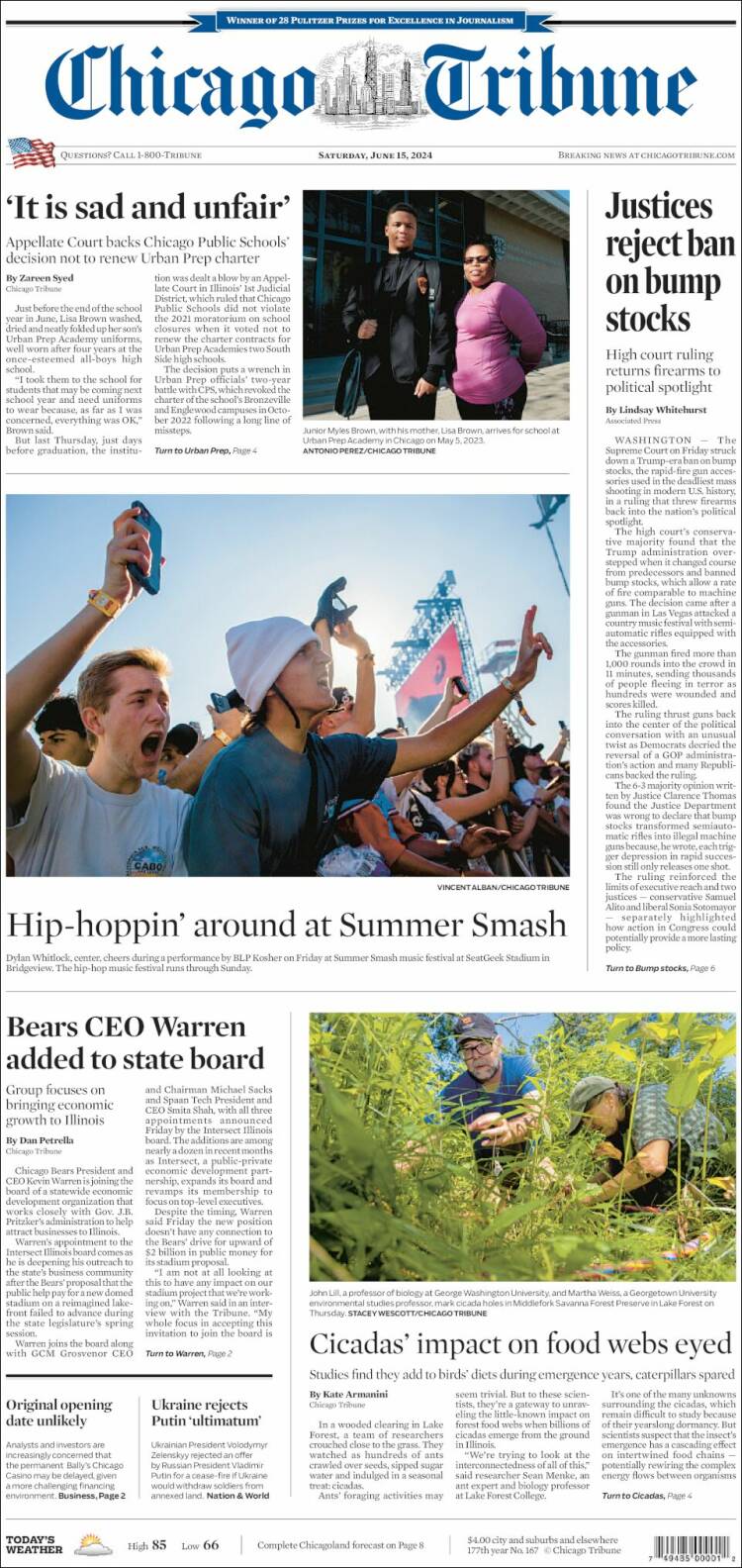 Portada de Chicago Tribune (USA)
