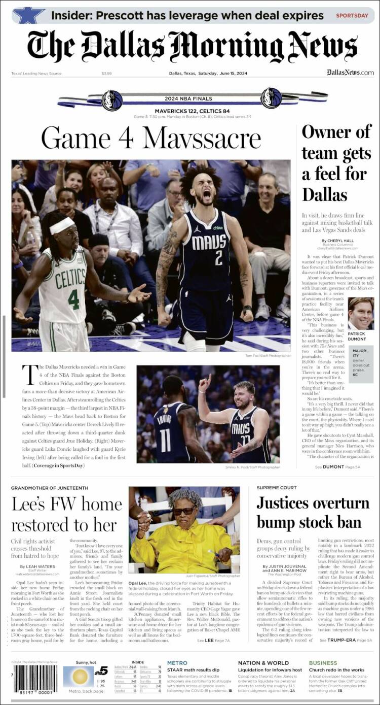 Portada de Dallas Morning News (USA)