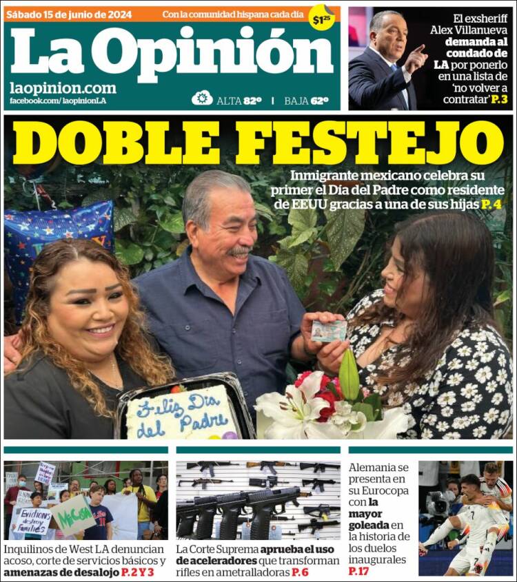 Portada de La Opinión (USA)