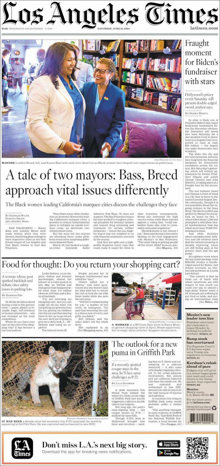 Portada de Los Angeles Times (USA)