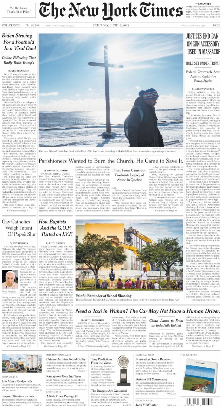 Portada de New York Times (USA)