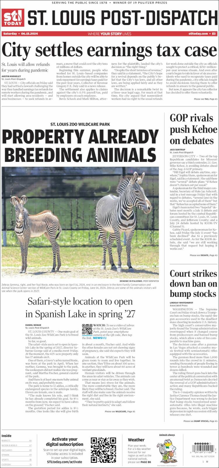 Portada de St. Louis Post-Dispatch (USA)