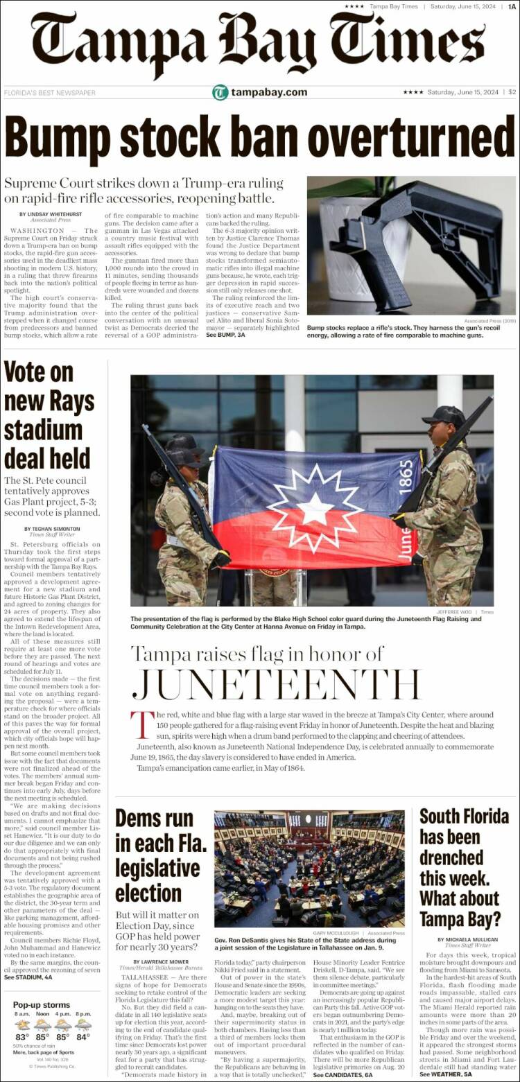 Portada de Tampa Bay Times (USA)