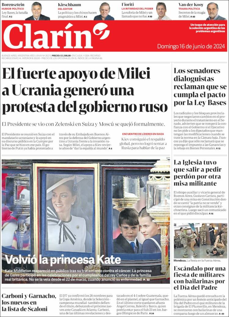 Portada de Clarín (Argentina)