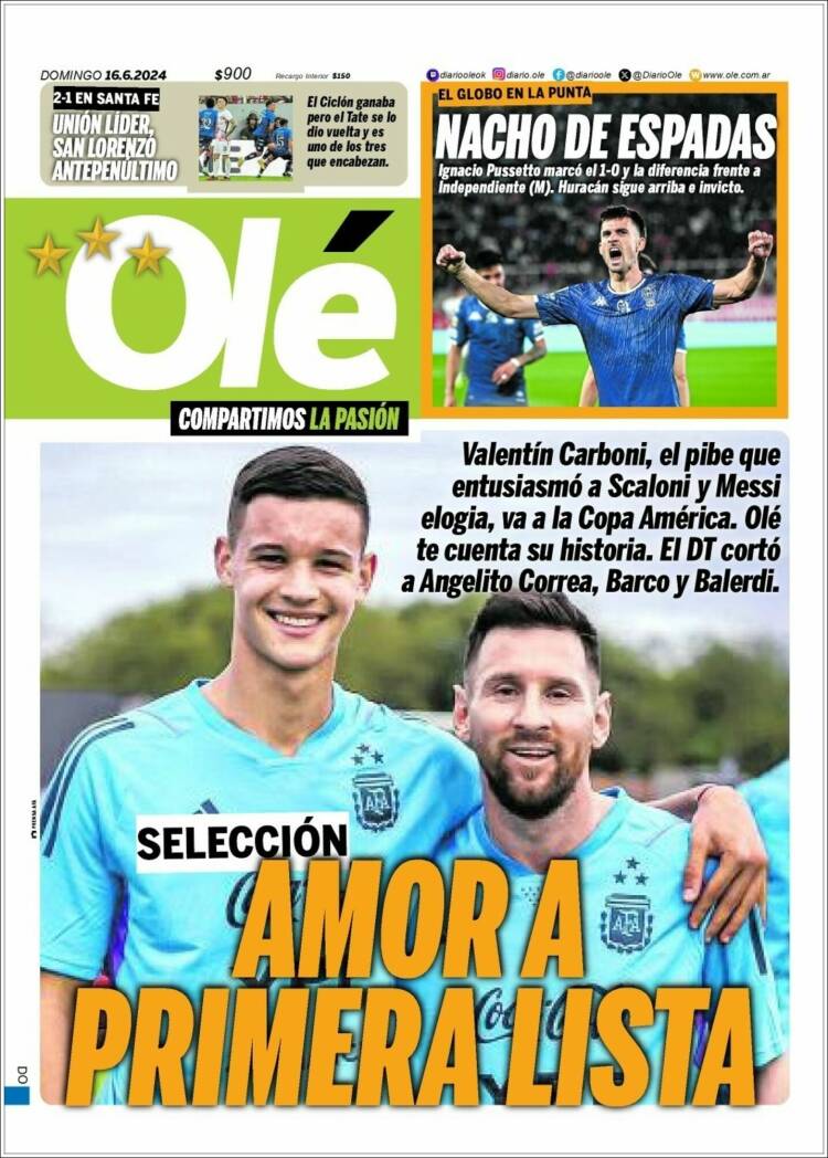 Portada de Olé (Argentina)