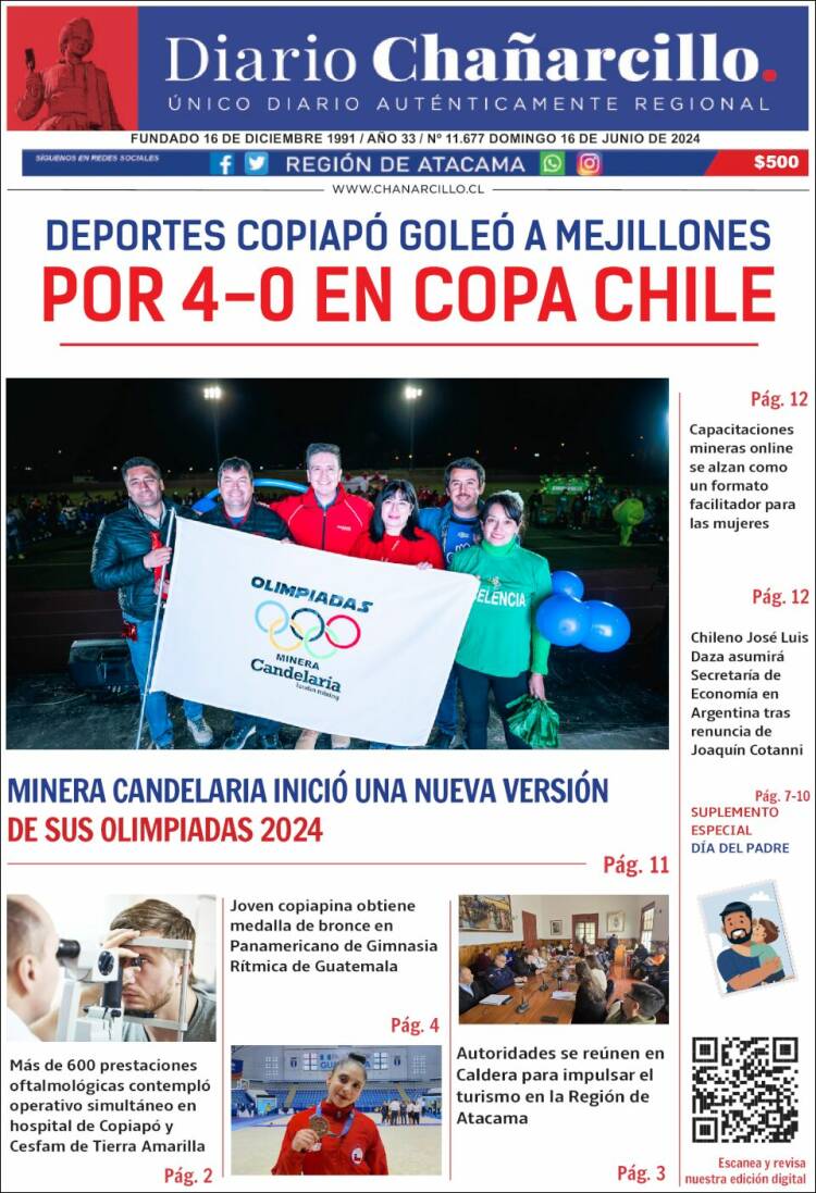 Portada de Diario Chañarcillo (Chile)