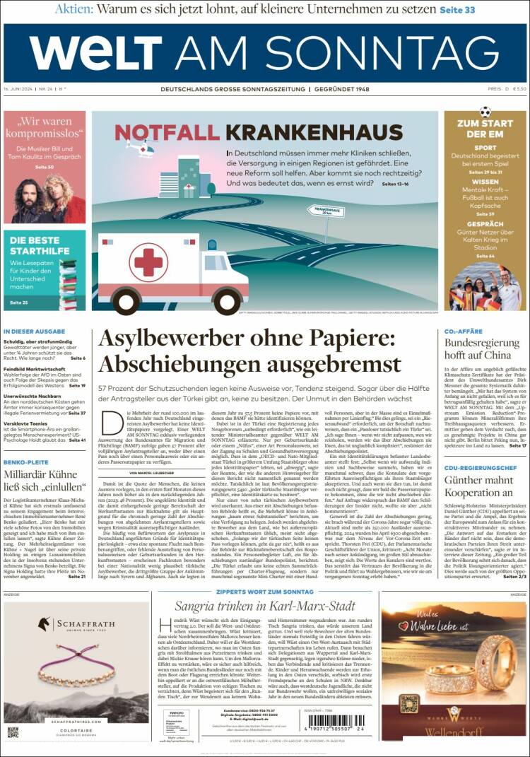 Portada de Die Welt (Alemania)