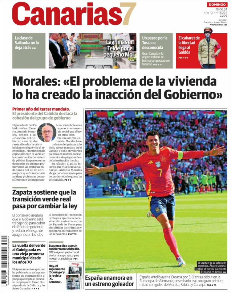 Portada de Canarias 7 (España)