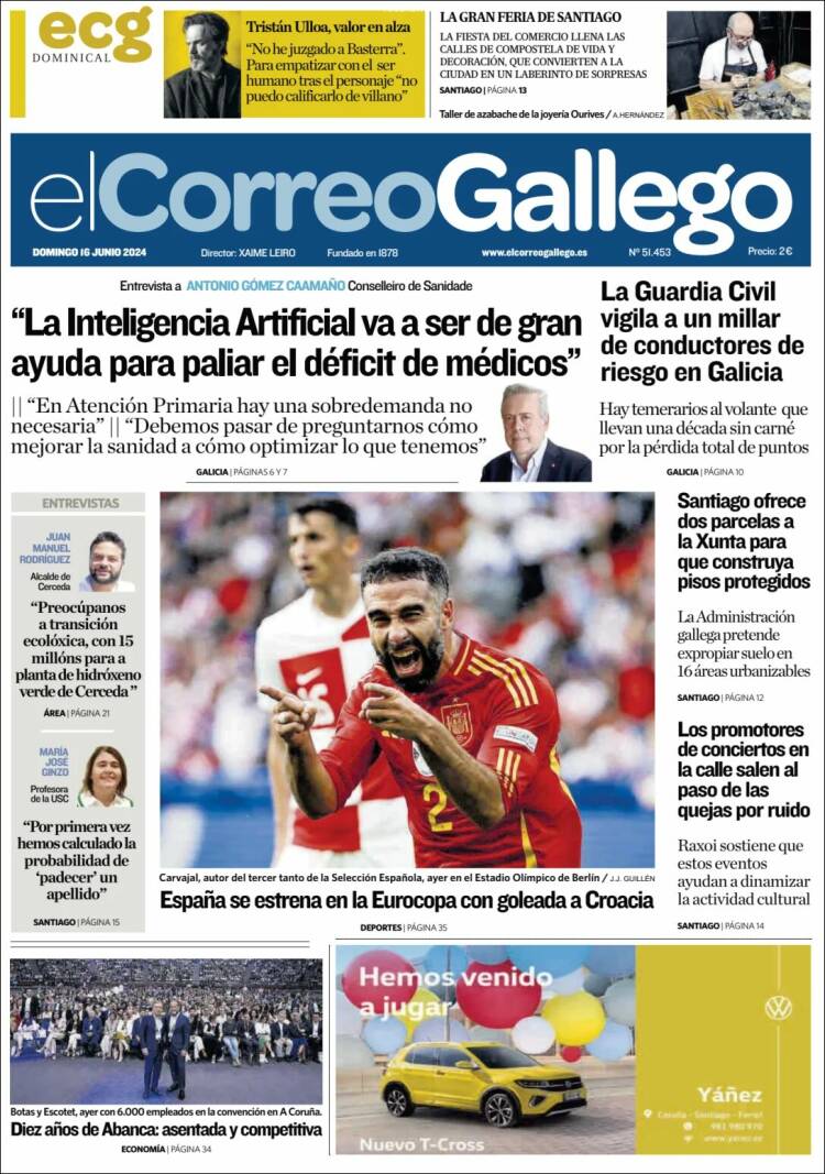 Portada de El Correo Gallego (España)