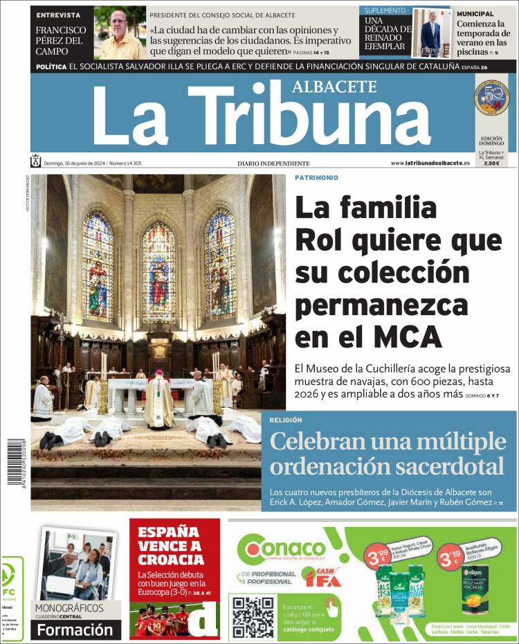 Portada de La Tribuna de Albacete (España)