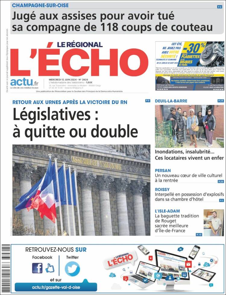 Portada de L'Echo de la Haute-Vienne (Francia)