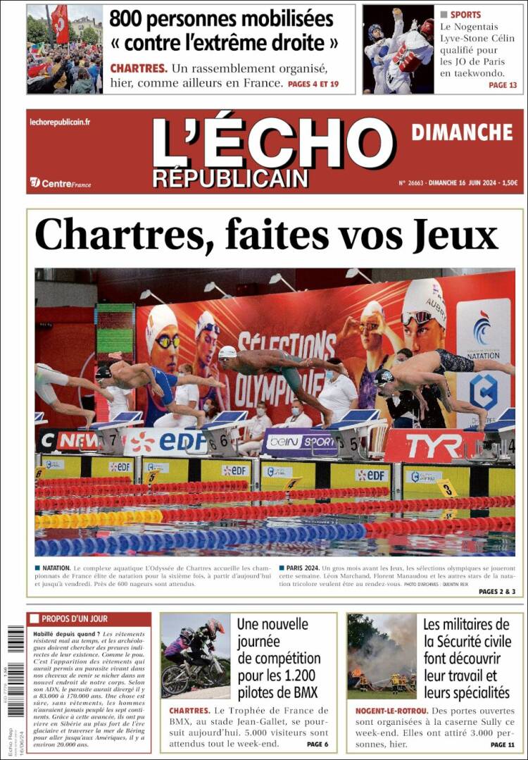 Portada de L'Echo Républicain (Francia)