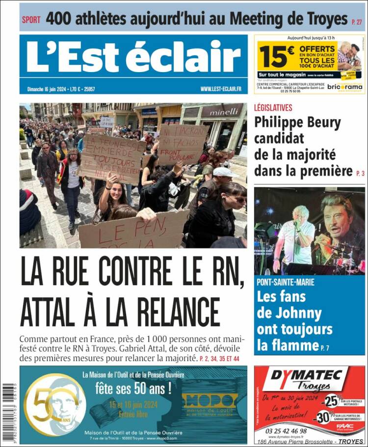 Portada de L'Est Eclair (Francia)