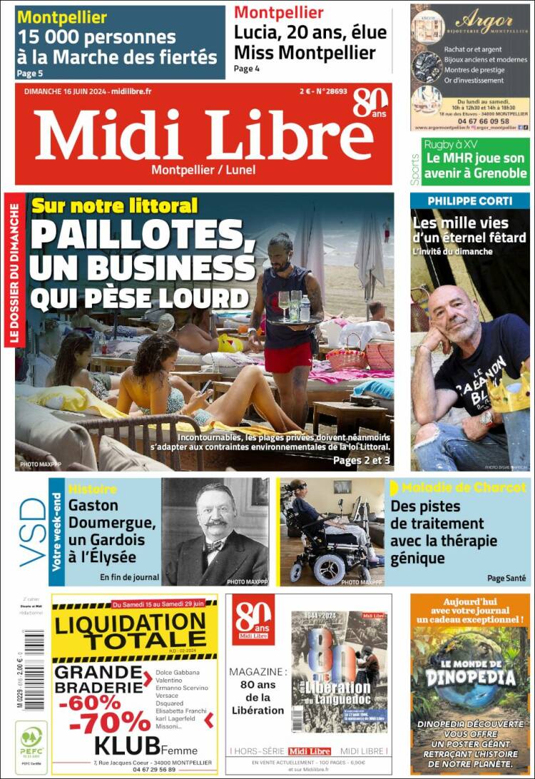 Portada de Midi Libre (Francia)